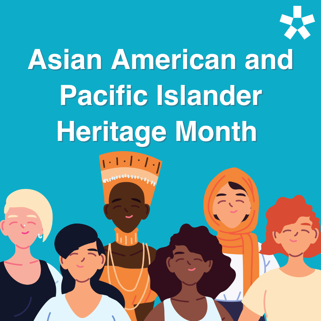 Cartoon of a diverse group of people. Asian American and Pacific Islander Heritage Month